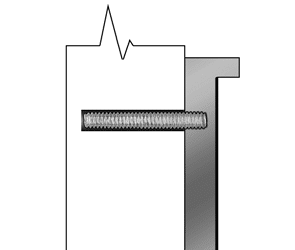 Threaded stud set in epoxy for mounting a bronze plaque to brick, stone, or concrete