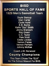 BISD Hall of Fame Recognition Plaque
