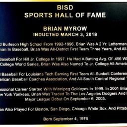 BISD Hall of Fame Myrow Recognition Plaque