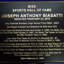 BISD Biasetti Hall of Fame Recognition Plaque