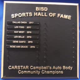 BISD Hall of Fame Recognition Plaque