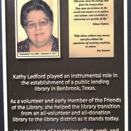 Benbrook Library Kathy Ledford Recognition Plaque