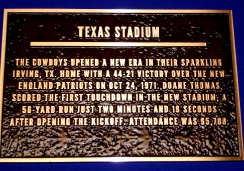Bronze Texas Stadium Plaque