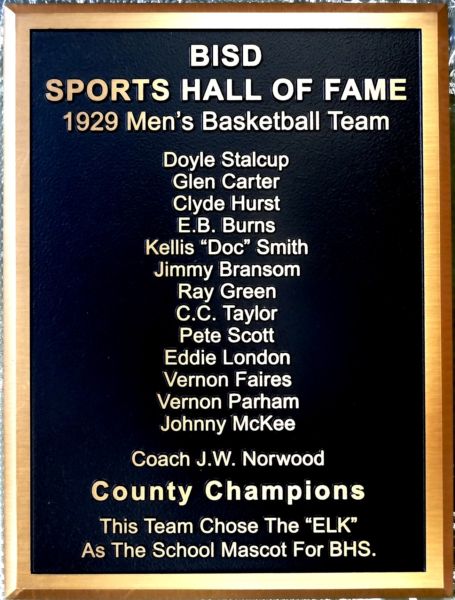 Burleson Hall of Fame Plaque