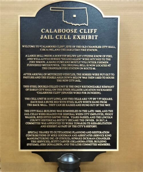 Lincoln County Historical Society bronze dedication for Calaboose Cliff Jail plaque
