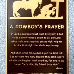 Cowboys Prayer Memorial Plaque
