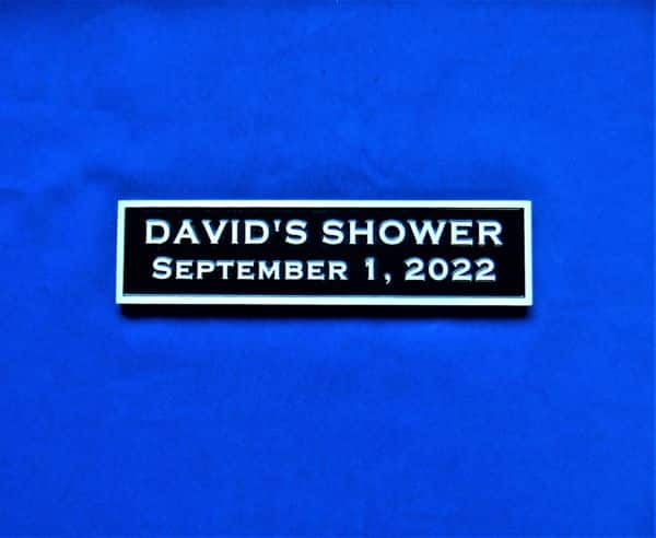 David's Shower - bronze custom sign
