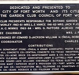 Fort Worth Garden Club Dedication Plaque