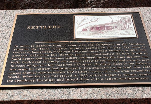 Fort Worth Settlers Bronze Dedication Plaque