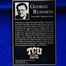 George Runion memorial plaque TCU