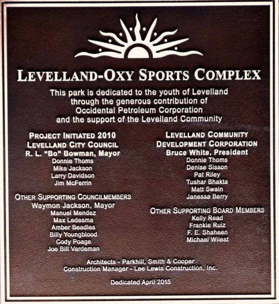 Levelland Dedication and Recognition Plaque