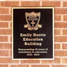 Emily Harris Dedication Plaque