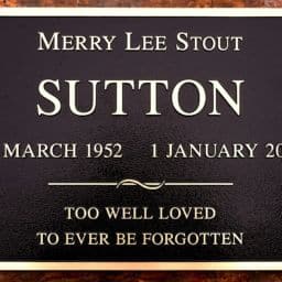 Merry Lee Sutton Memorial Plaque