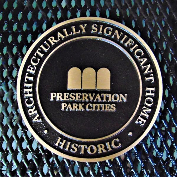 Landmark Preservation Park Cities Plaque by MARCOZA Castings