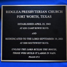 Church Dedication plaque
