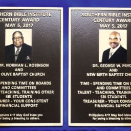 Southern Bible Institute Century Awards Plaques