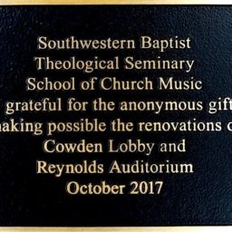 Southwestern Baptist Theological Seminary Auditorium Donor Plaque