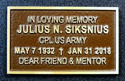 Siksnius Memorial Plaque