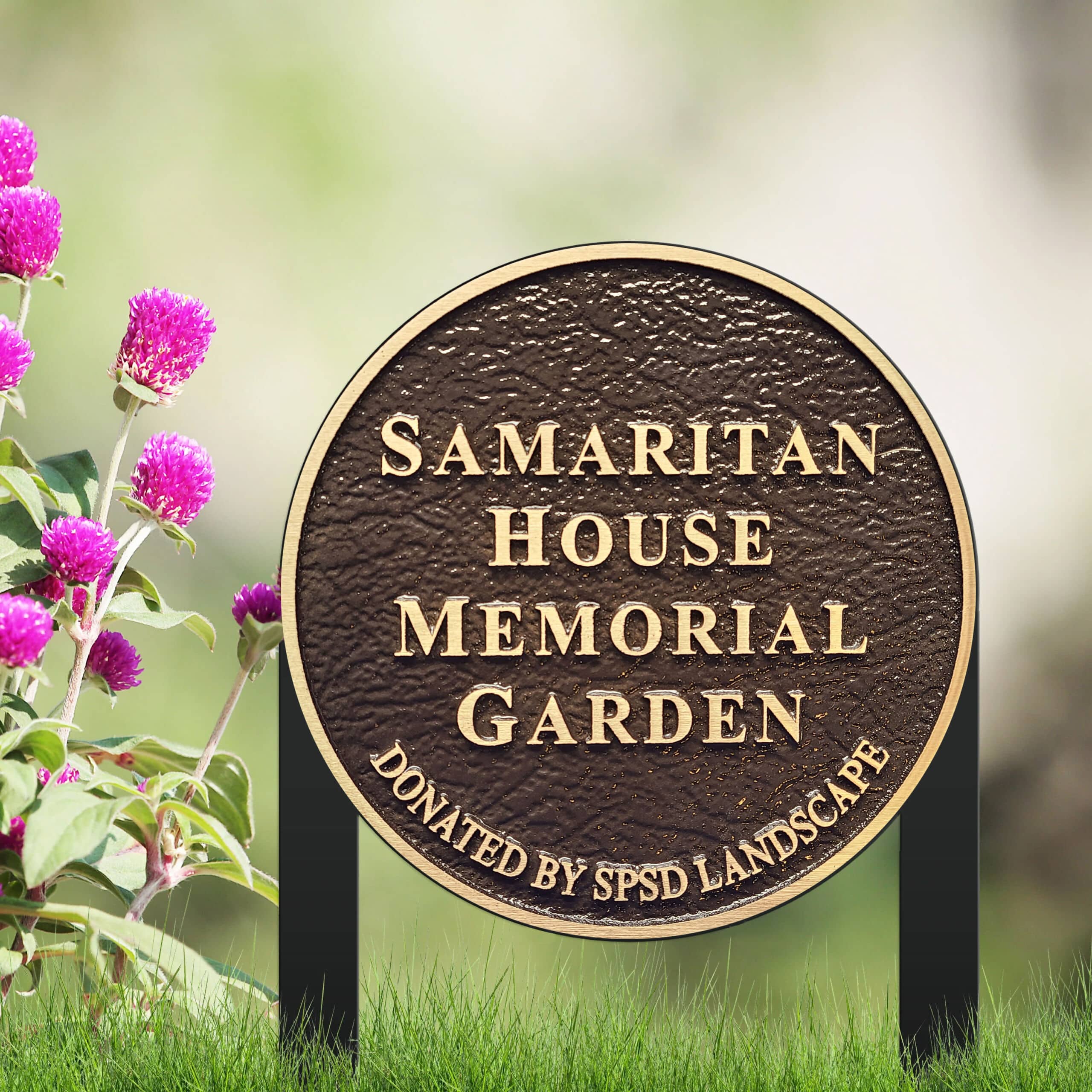 Samaritan House garden plaque by Marcoza Castings
