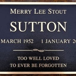 Merry Lee Sutton Memorial plaque