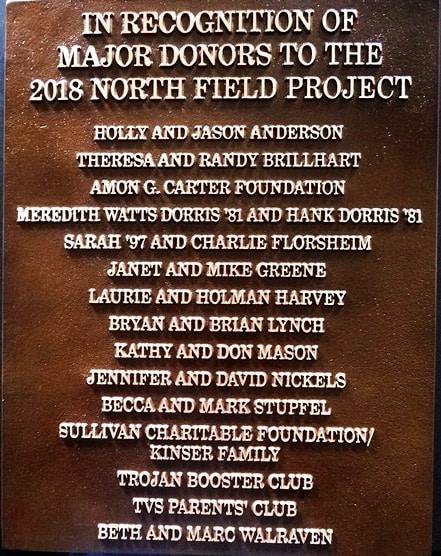 Major-Donors North Field Recognition Plaque