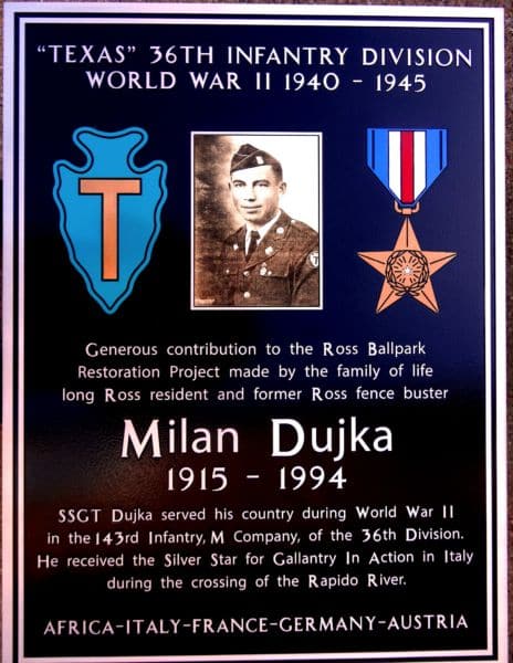 Texas 36th Infantry Division Donor Plaque