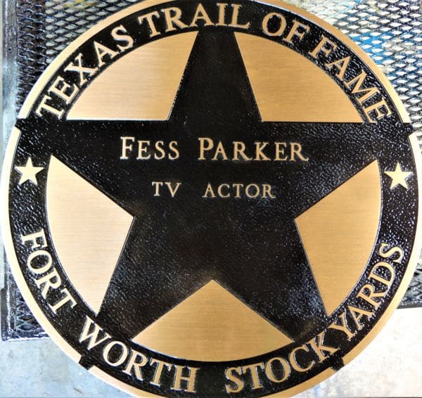 Fort Worth Stockyards bronze commemoration Fess Parker