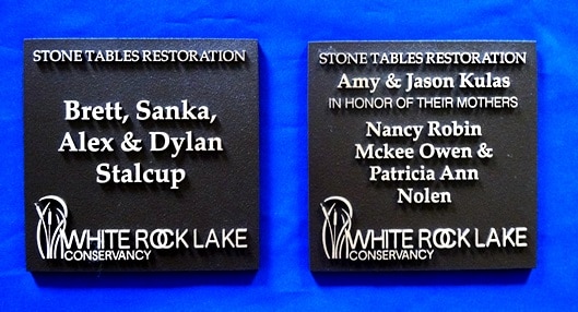 White Rock Lake Conservancy Recognition Plaques