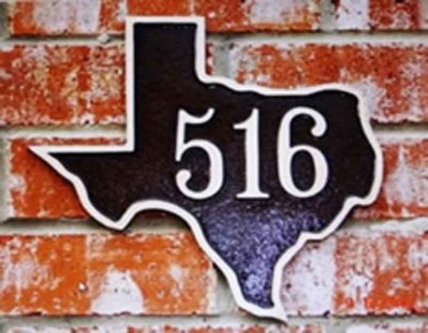Address Plate In the Shape of Texas