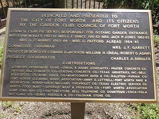 Fort Worth Botanical Gardens Plaque