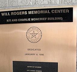 Will Rogers Memorial Center Plaque