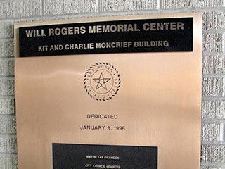 Will Rogers Memorial Center Plaque